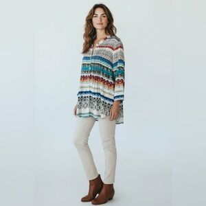 The Paragon Boho Multicolor Tunic Top Long Sleeve Size L